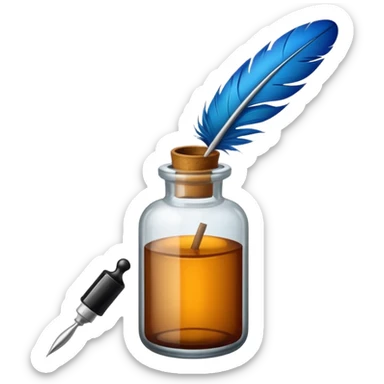 feather quill and ink bottle sticker