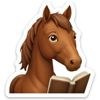 brown horse with book sticker