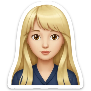 Woman very long flowing blonde hair With BANGS sticker
