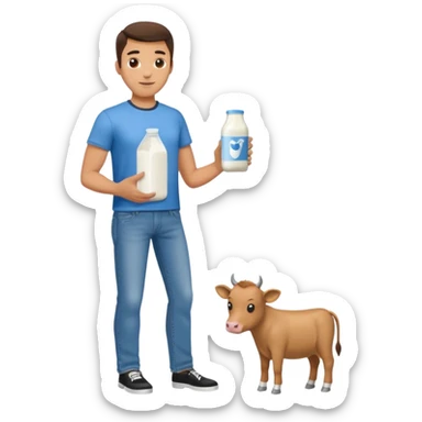 man full body buying a milk sticker