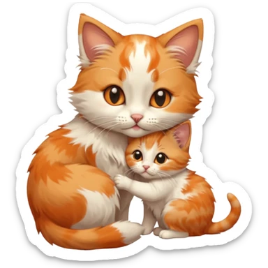 Kitten kissing mommy on the eye with affection and lots of cuteness sticker