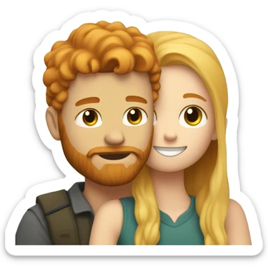 Ginger bearded boy cuddling blonde girl  sticker