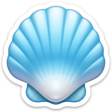 Light blue shell emoji, pearl texture, soft gradient, smooth curves, glossy finish sticker