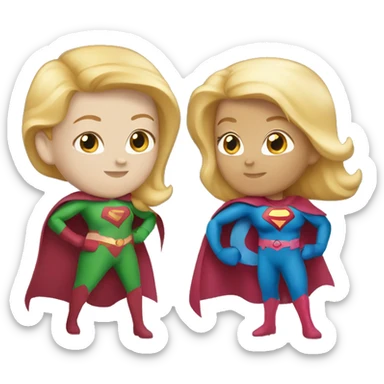 Superhero Duo Caucasian female redhead and  female blonde sticker
