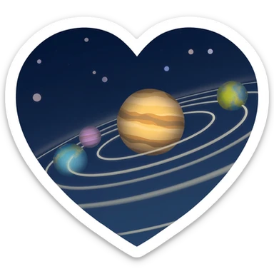 Solar system with planets shaped like hearts sticker