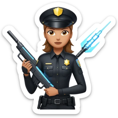 Futuristic woman cop sticker