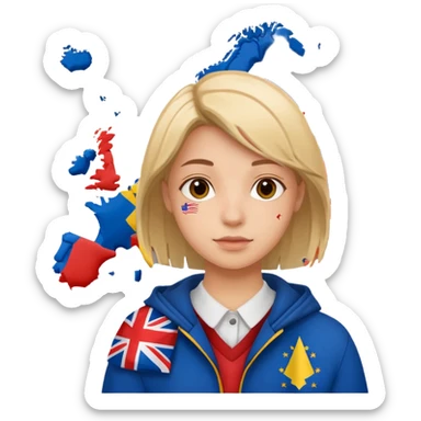 Europe styled student. Europe map with flags inside of the map is on the background  sticker