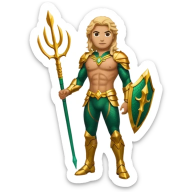 aquaman full green and gold armor standing sticker