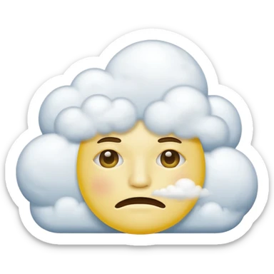 Yellow circle face covered in clouds cover a mouth add clouds on face cover clouds on mouth sticker