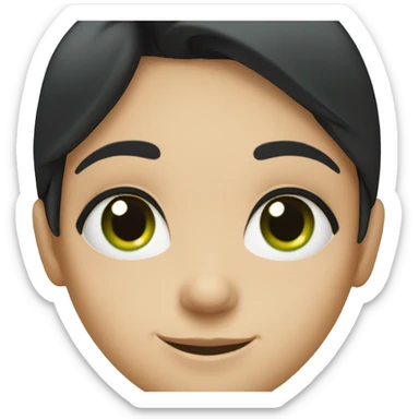 smiling girl with black hair and green eyes sticker