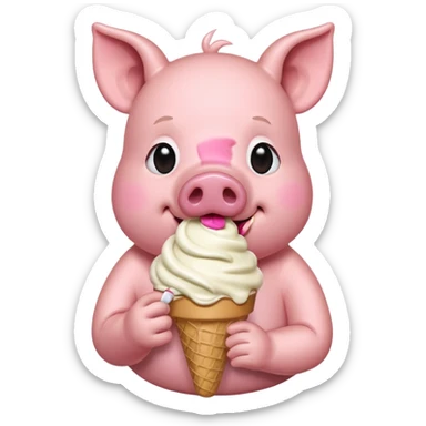 Pig eating ice cream sticker