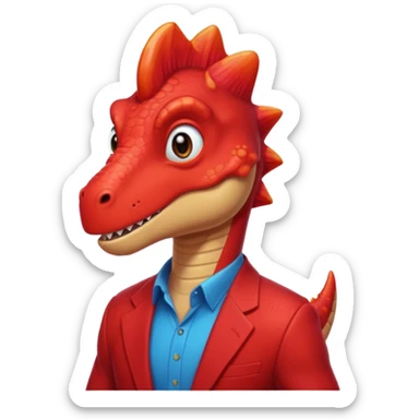 Red dinosaur with gen z touch sticker
