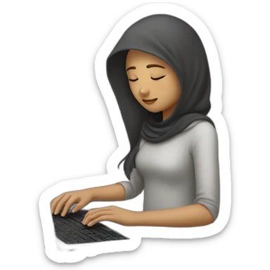 sleepy-moslem-girl-on-laptop sticker