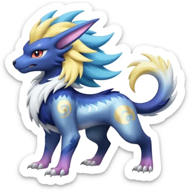 Shiny Sunny furry scaly painted Asian pastel-gradient Absol-Solgaleo-Luxray-Suicune-fusion sticker
