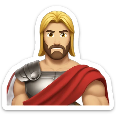 The Spartan Leonidas. Muscly physique. Wearing a red cape. Masculin. Normal face sticker