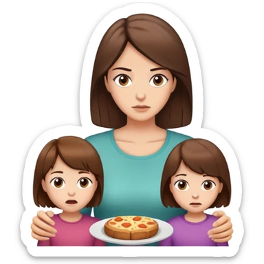 Mutter kurze Haare und Tochter lange Haare, haben Hunger,  braune Haare sticker