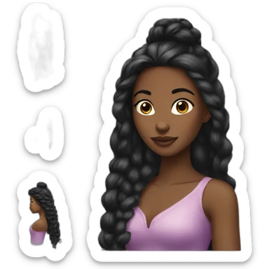 Black women with long hair princess sticker