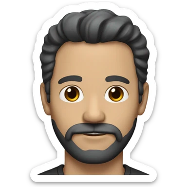 50 year old white man with black hair, brown eyes and a black beard sticker