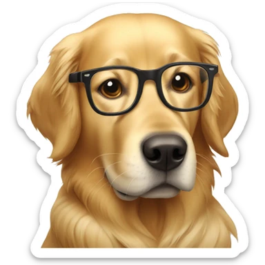 Golden retriever with glasses  sticker