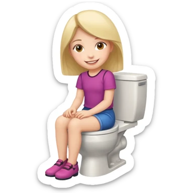 Girl pooping on toilet sticker