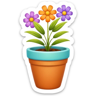 flower pot object icon, small decorative plant pot with blooming flower, ceramic texture, vibrant colors, cute garden vibe, 3D cartoon style, mobile game icon style, centered, clean background, no text, no watermark
 sticker