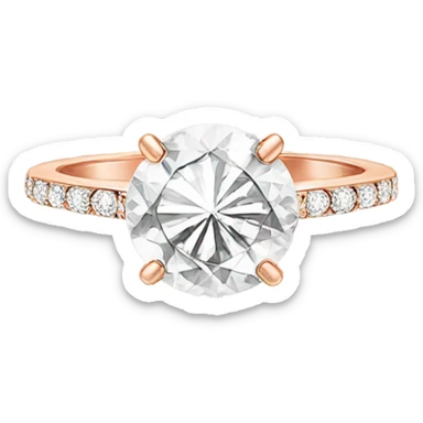 rose gold engagement ring with big sparkly round shaped diamond  sticker
