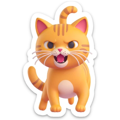 3D emoji of a cat lunging forward looking fierce but playful sticker