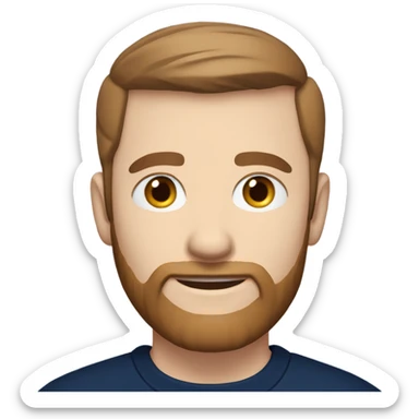irish man light blue eyes, brown short receding hair and short beard, wearing a smart navy blue jumper. sticker