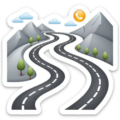 Clean roadmap icon emoji with curved path and milestones, modern corporate style sticker