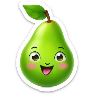 Shiny Green Cute pear with tongue sticker