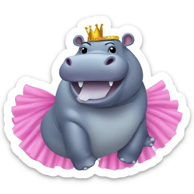 hippo in a tutu sticker