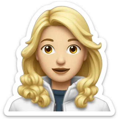 Jeune femme blonde en manteau blanc dans ascenseur sticker