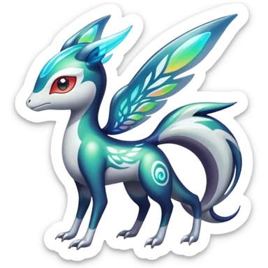 Iridescent Bioluminescent Translucent Luminescent Diaphanous Shiny Colorful Meloetta-Latias-Koraidon-Peppercat-Wargreymon-Protogen-Fakémon-fusion-hybrid-creature sticker
