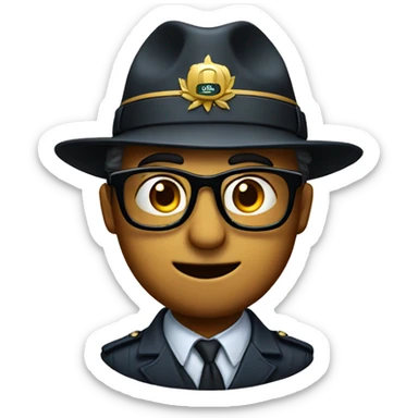 Emojo wearing glasses with a general's hat  sticker