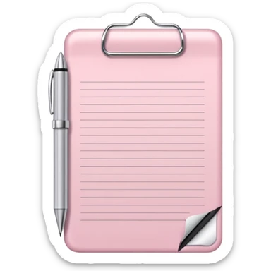 Pale pink notepad with pen sticker