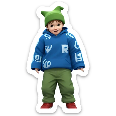 happy boy with car hat sticker