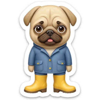 pug with rainboots sticker
