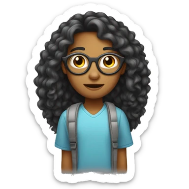 adolescente cabelo cacheado óculos cor de pele bran sticker