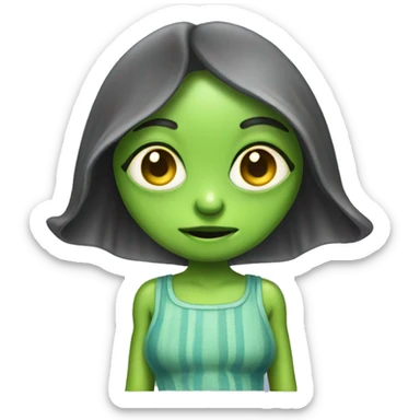 A alien wearing a sundress sticker