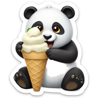 Panda eating ice cream sticker