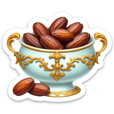 Bowl of dates in rococo style sticker