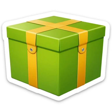 light green shipping box with shiny texture, no lid, no yellow bands, no logos, no stickers, apple style emoji sticker