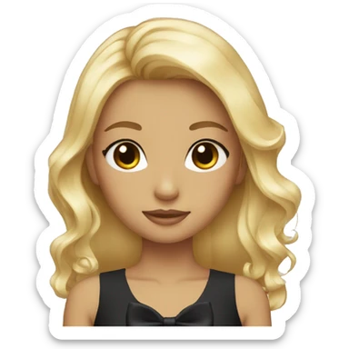 Black bow blonde hair sticker