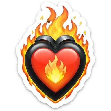 Corazón negro con fuigo sticker