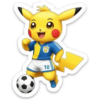 Pikatchu-soccer-fan-om sticker