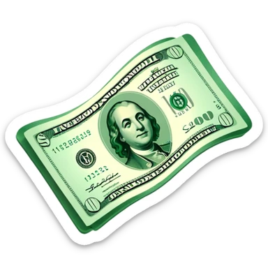 a floating wavy usd bill icon sticker