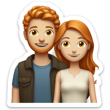 Ginger girl with a brown haired boy  sticker