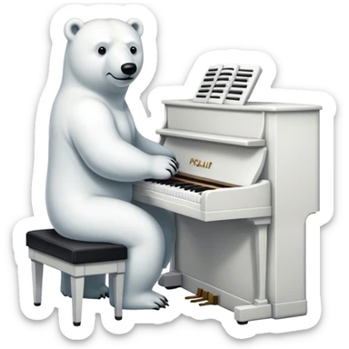 Polar bear playing piano sticker