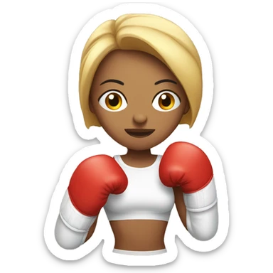 A female boxer with boxing gloves and having a six pack. sticker