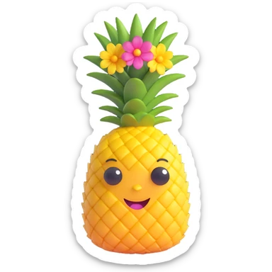 joyful pineapple with a flower crown sticker